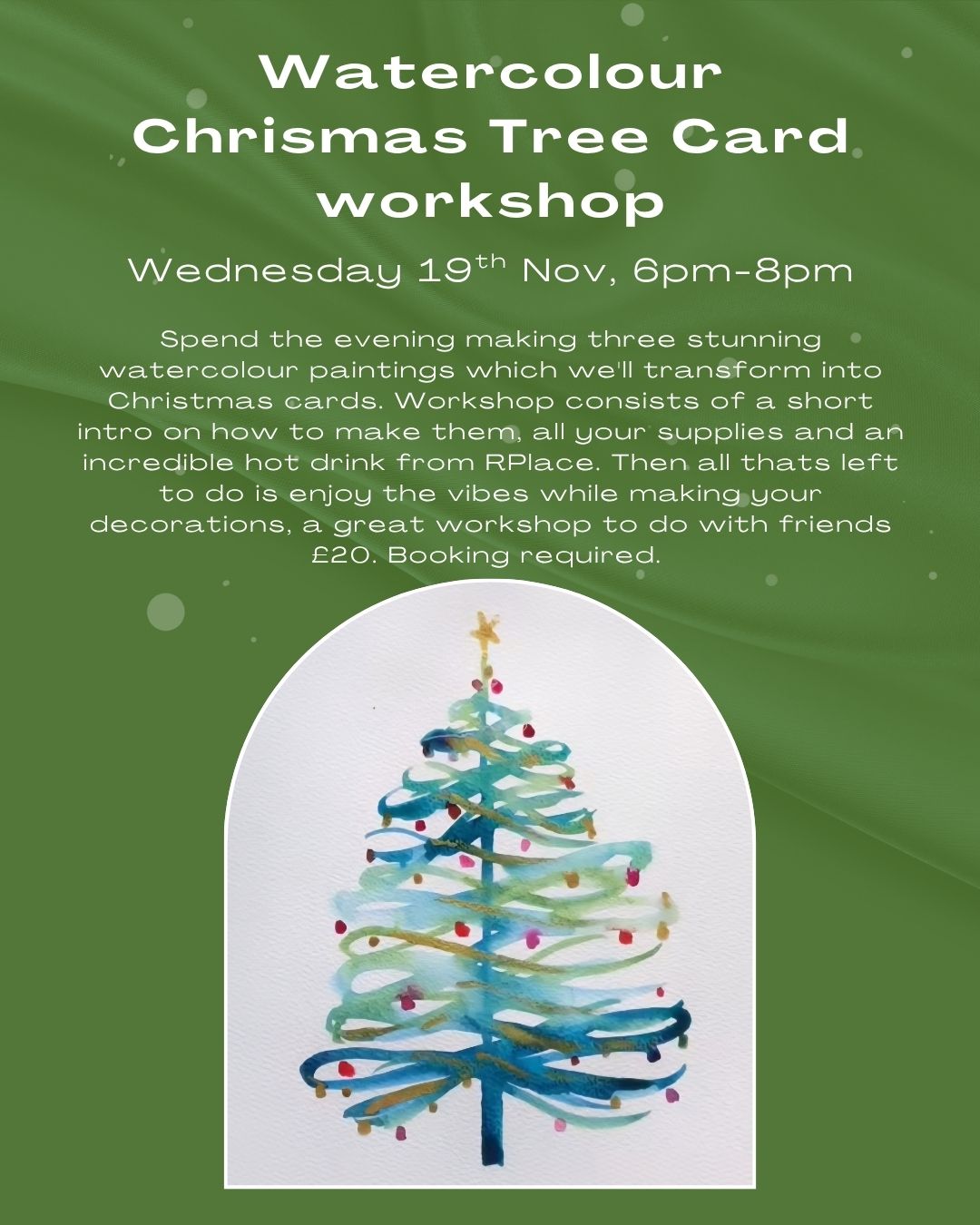 WEDNESDAY 19TH NOV Watercolour Christmas tree cards